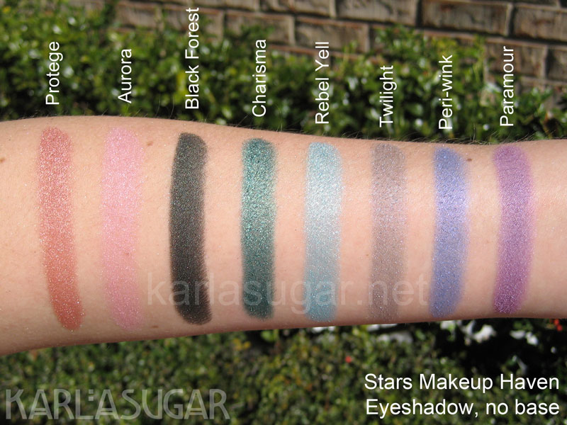 Stars-Makeup-Haven-no-base-2 Stars Makeup Haven, SMH, swatches, Protege, Aurora, Black Forest, Charisma, Rebel Yell, Twilight, Peri-Wink, Periwink, Paramour